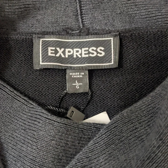 NWT Express Drawstring Cowl Neck Sweater, Color Black/Gray Size L - Picture 5 of 13